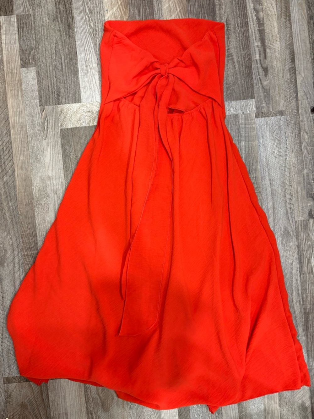 See You Monday Vibrant Strapless Midi Dress with Bow Back Medium - Picture 3 of 4